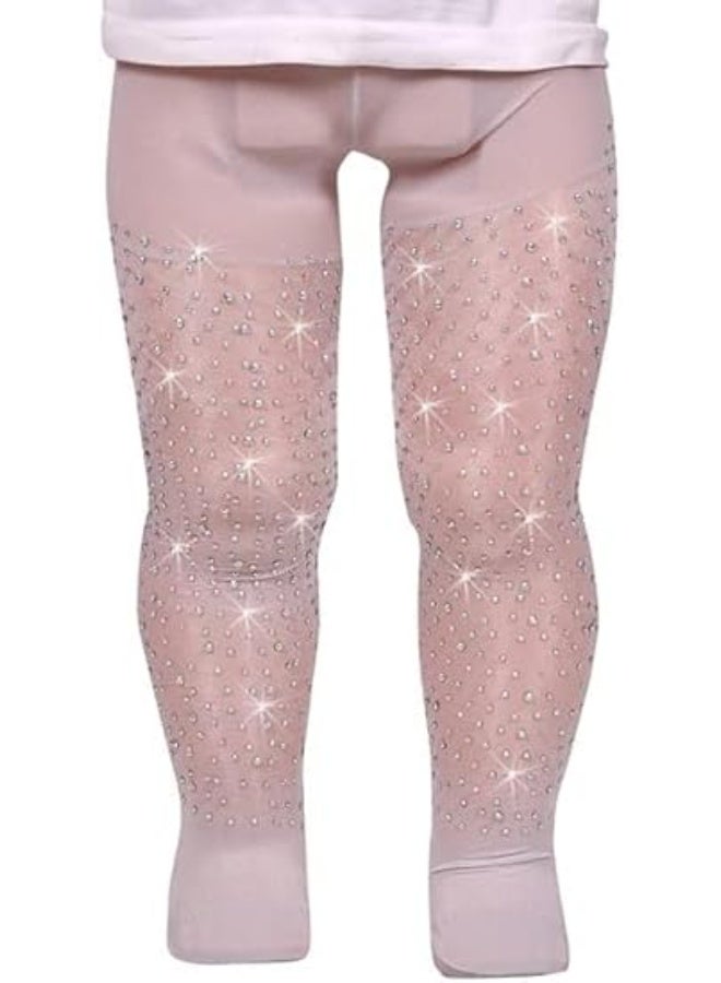 Girls' sheer crystal embroidered tights