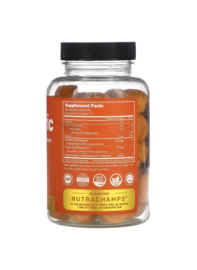 NutraChamps NutraChamps, Turmeric, Natural Tropical Fruit, 60 Vegan Gummies  - Image 2