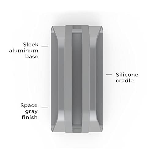 HumanCentric Vertical Laptop Stand Compatible with MacBook Pro and MacBook Air, Holder for Personal Computer Desk Stand, Aluminium, Exchangeable Inserts to Fit Different Device Models, Space Grey - Image 4