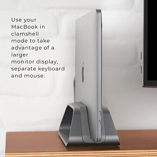 HumanCentric Vertical Laptop Stand Compatible with MacBook Pro and MacBook Air, Holder for Personal Computer Desk Stand, Aluminium, Exchangeable Inserts to Fit Different Device Models, Space Grey - Image 5