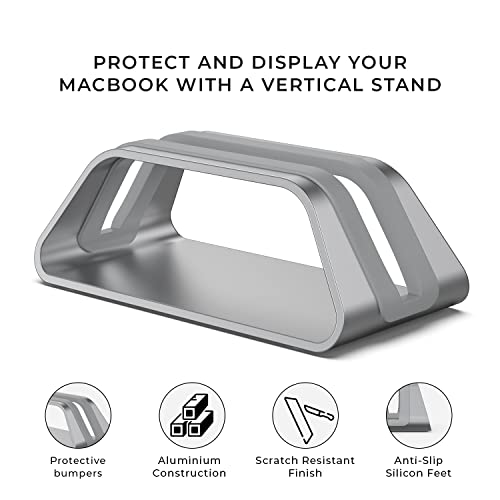 HumanCentric Vertical Laptop Stand Compatible with MacBook Pro and MacBook Air, Holder for Personal Computer Desk Stand, Aluminium, Exchangeable Inserts to Fit Different Device Models, Space Grey - Image 2