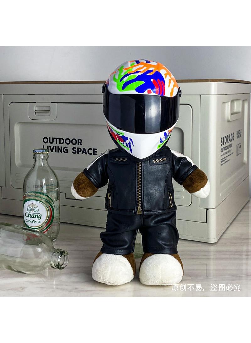 Y&D Mini Style Full Face Plush Toy Helmet Motorcycle Lover’s Small Racing Crash Helmet Souvenir Ornament Desk Decorator Motorsport Fans Gift 30cm  - Image 1