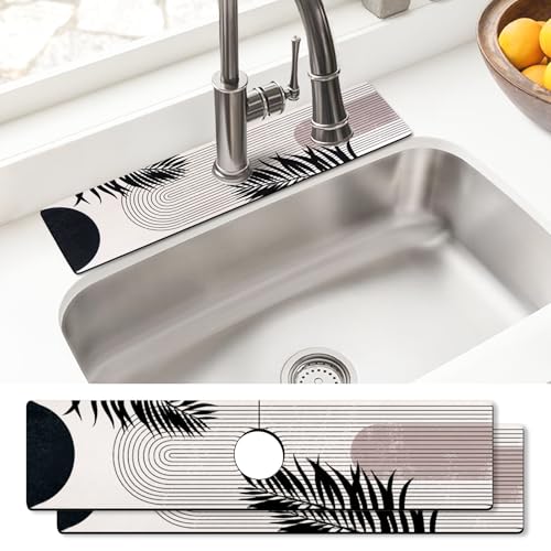 aquoechd Sink Faucet Absorbing Mat, 2 Pack Drying Mat Around Faucet Sink Splash Guard Behind Faucet Sinkmat For Kitchen Bathroom Island Rv 24 * 5.5 Inch (60 * 14 cm) - Image 1