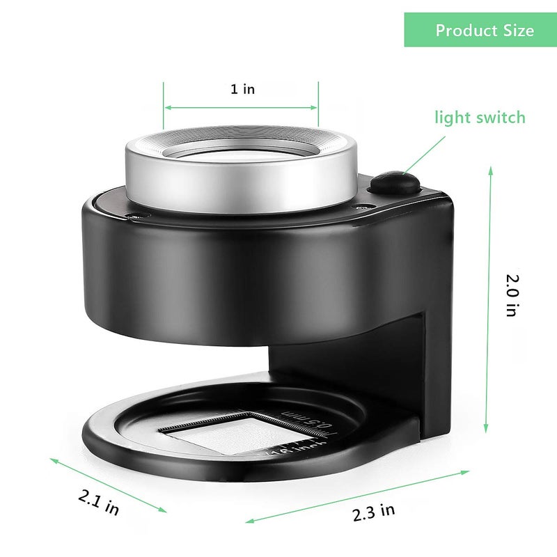 Amoper 30X Coin Magnifier, USB Rechargeable 6 Lights Portable Metal Eye Loupe Sewing Magnifying Glass for Textile Optical Jewelry Tool Coins Currency Stamps (Black) - Image 3