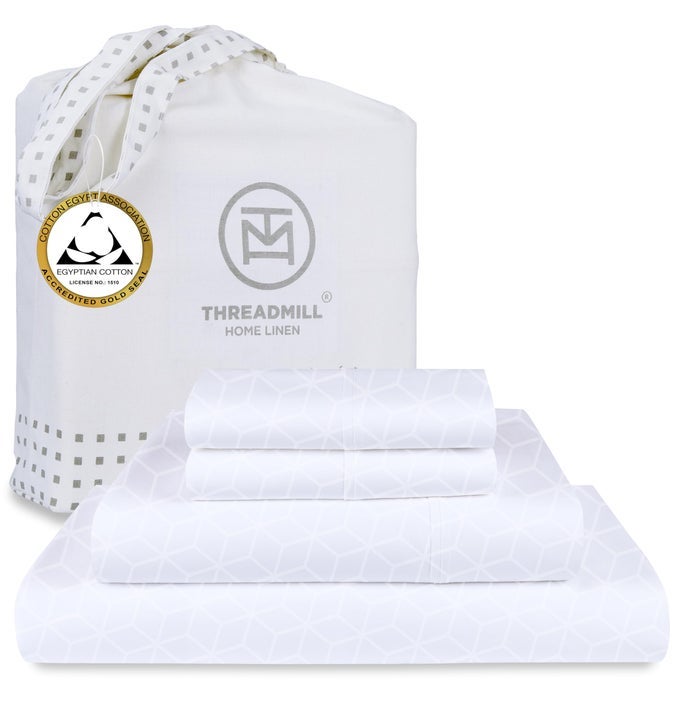 EGYPTIAN COTTON SHEETS FOR KING SIZE BED 100 CERTIFIED EGYPTIAN COTTON KING BED SHEETS SET SNUG FIT ELASTIC DEEP POCKET KING SHEETS SOFT BREATHABLE ALL SEASON DAMASK JACQUARD WHITE