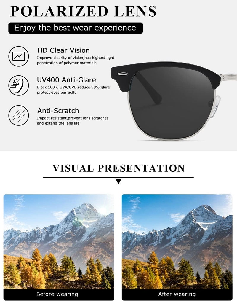 AEVOGUE Polarized Sunglasses For Women And Men Semi Rimless Frame Retro Sun Glasses AE0369 - Image 5