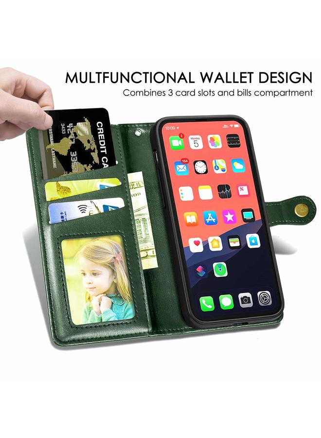 Zaboon Case For iPhone 13 Pro Solid Color Leather Buckle Phone Case with Lanyard & Photo Frame & Card Slot & Wallet & Stand Function - Image 5