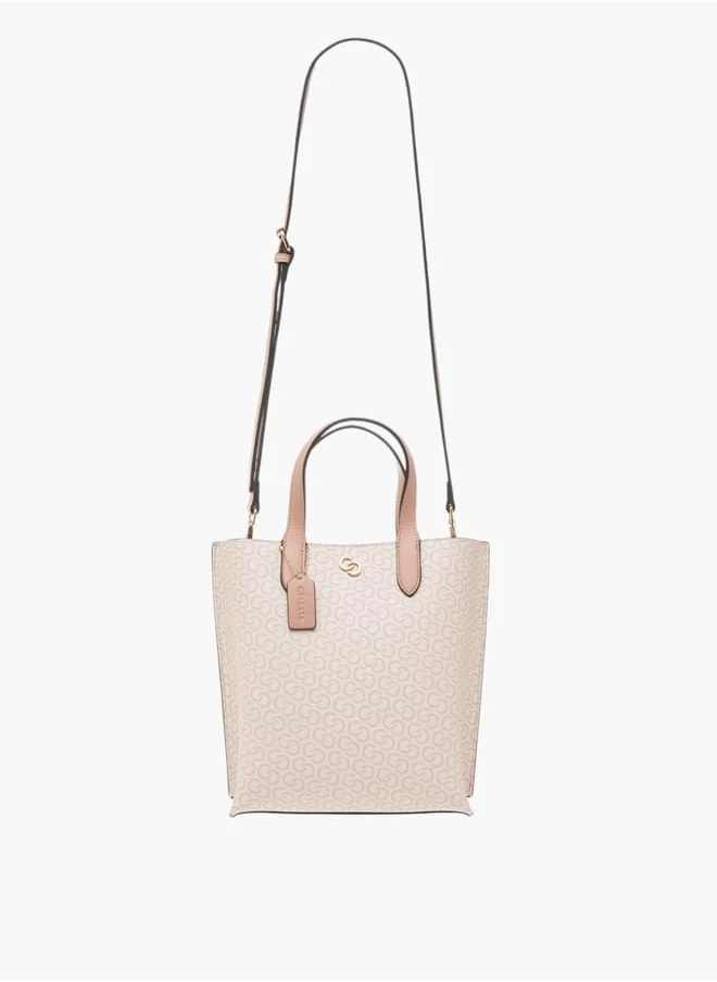 سيليست Womens Monogram Print Tote Bag With Double Handle And Snap Button Closure