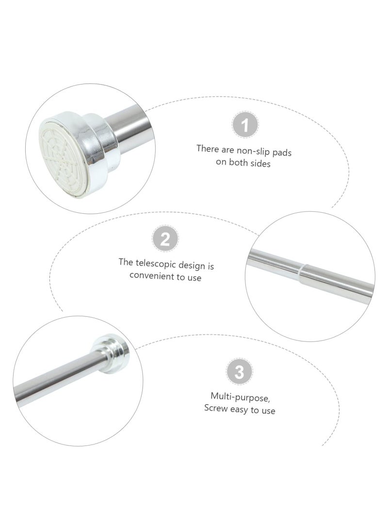 1pc Hole-free Telescopic Rod Bathroom Shower Curtain Rod and Clothes Hanger Telescopic Support Rod Adjustment Clothes Drying Rod(155-260CM) - Image 2