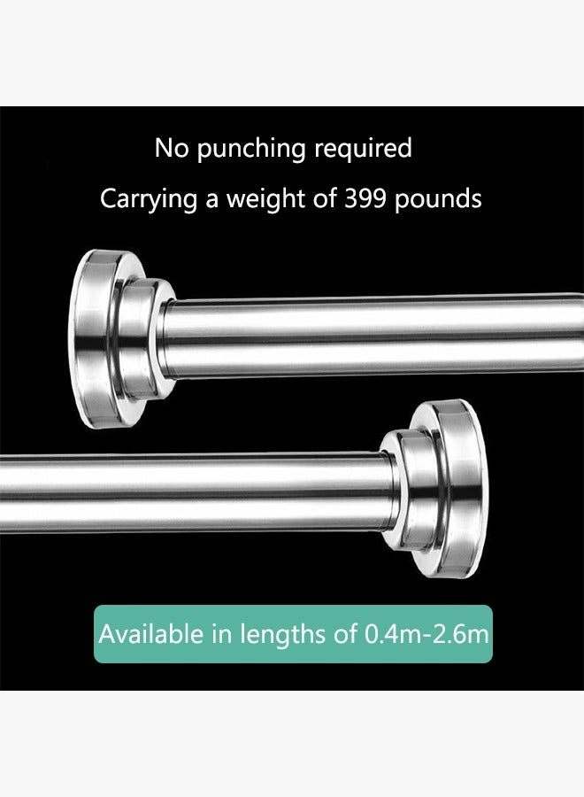 1pc Hole-free Telescopic Rod Bathroom Shower Curtain Rod and Clothes Hanger Telescopic Support Rod Adjustment Clothes Drying Rod(155-260CM) - Image 5