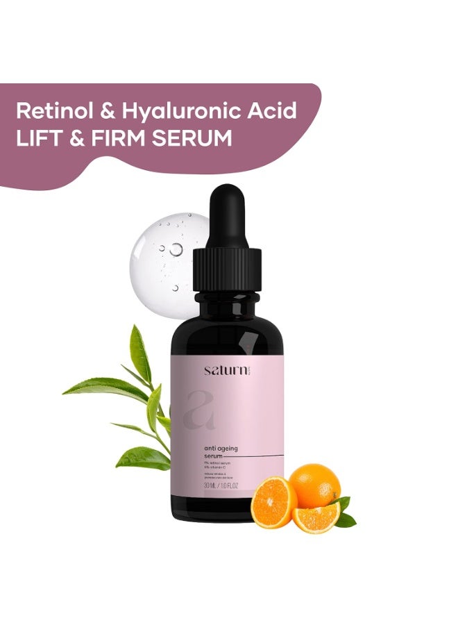 ساترن باي چي اتش سي سيروم مضاد للشيخوخة يحتوي على 1٪ من الريتينول سيروم للوجه | سيروم ليلي يحتوي على فيتامين C ونيكوتيناميد وحمض الهيالورونيك لتقليل الخطوط الدقيقة والتجاعيد | للنساء | مناسب للمبتدئات | 30 مل - Image 3