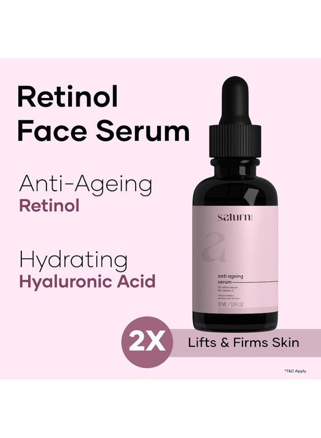 ساترن باي چي اتش سي سيروم مضاد للشيخوخة يحتوي على 1٪ من الريتينول سيروم للوجه | سيروم ليلي يحتوي على فيتامين C ونيكوتيناميد وحمض الهيالورونيك لتقليل الخطوط الدقيقة والتجاعيد | للنساء | مناسب للمبتدئات | 30 مل - Image 5