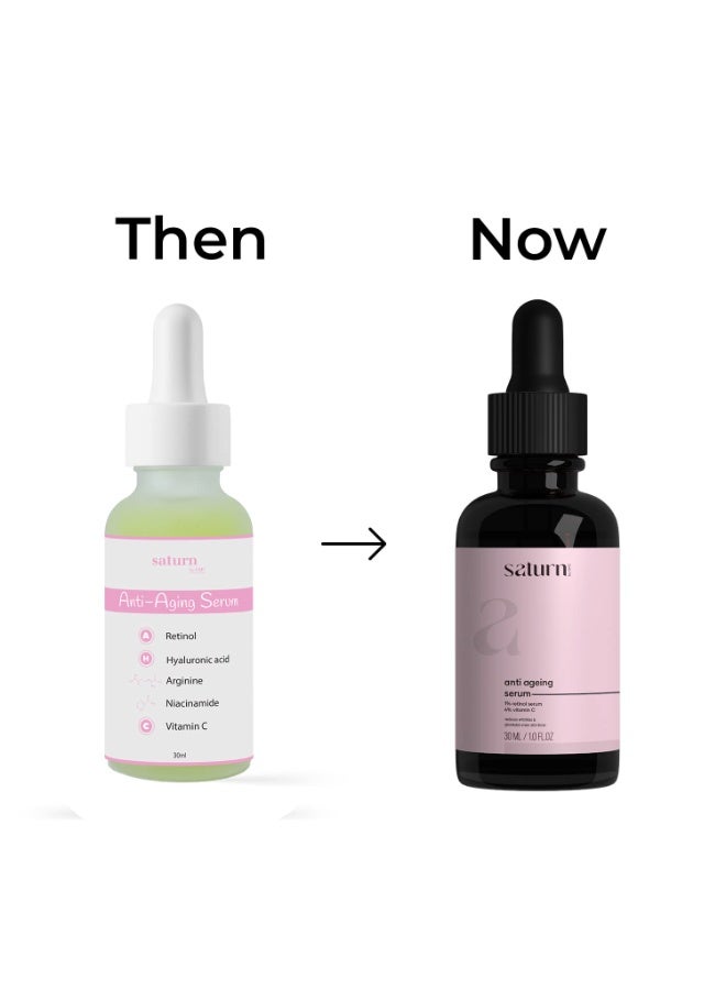 ساترن باي چي اتش سي سيروم مضاد للشيخوخة يحتوي على 1٪ من الريتينول سيروم للوجه | سيروم ليلي يحتوي على فيتامين C ونيكوتيناميد وحمض الهيالورونيك لتقليل الخطوط الدقيقة والتجاعيد | للنساء | مناسب للمبتدئات | 30 مل - Image 2