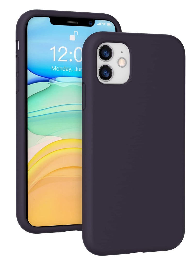 جراب هاتف واقٍ نحيف من السيليكون السائل مكون من 4 طبقات من المطاط الناعم المقاوم للصدمات مع بطانة من الألياف الدقيقة المضادة للخدش متوافق مع هاتف iPhone 11 مقاس 6.1 بوصة (أرجواني غامق) - Image 1