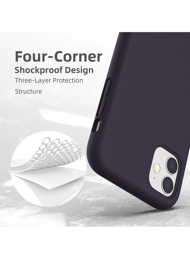 جراب هاتف واقٍ نحيف من السيليكون السائل مكون من 4 طبقات من المطاط الناعم المقاوم للصدمات مع بطانة من الألياف الدقيقة المضادة للخدش متوافق مع هاتف iPhone 11 مقاس 6.1 بوصة (أرجواني غامق) - Image 3
