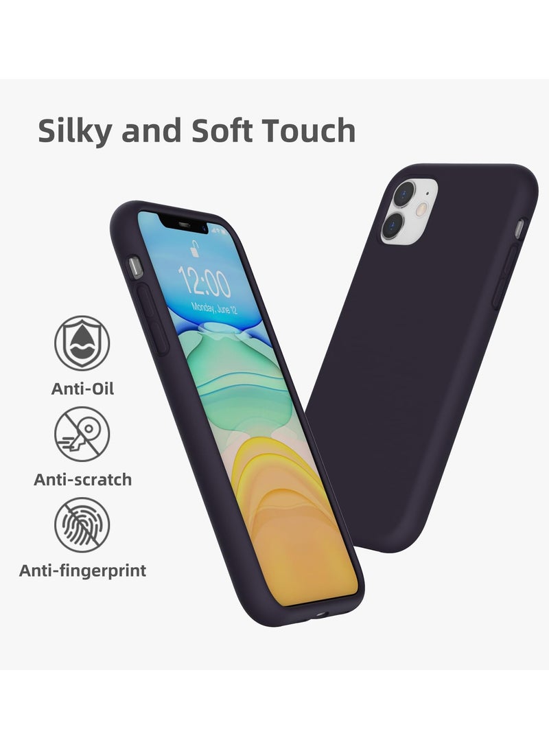 جراب هاتف واقٍ نحيف من السيليكون السائل مكون من 4 طبقات من المطاط الناعم المقاوم للصدمات مع بطانة من الألياف الدقيقة المضادة للخدش متوافق مع هاتف iPhone 11 مقاس 6.1 بوصة (أرجواني غامق) - Image 5