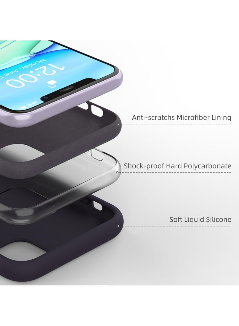 جراب هاتف واقٍ نحيف من السيليكون السائل مكون من 4 طبقات من المطاط الناعم المقاوم للصدمات مع بطانة من الألياف الدقيقة المضادة للخدش متوافق مع هاتف iPhone 11 مقاس 6.1 بوصة (أرجواني غامق) - Image 4