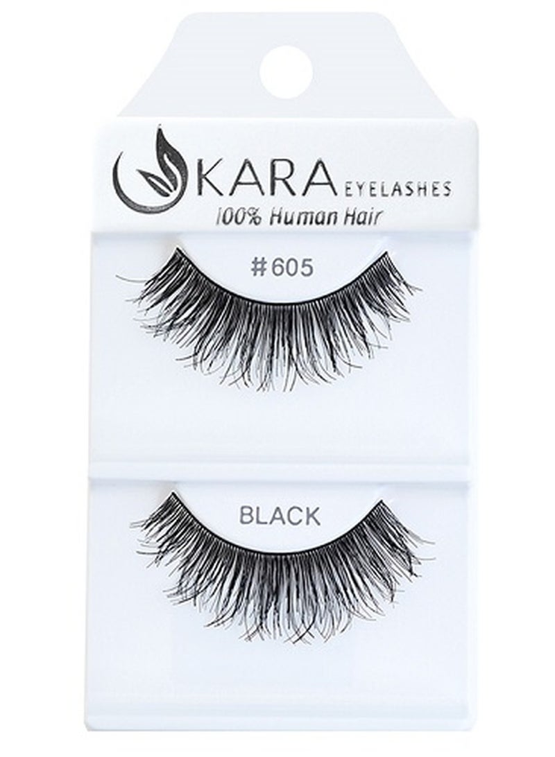 Kara Beauty Eyelashes Human HAIR Black # 605 - Image 1