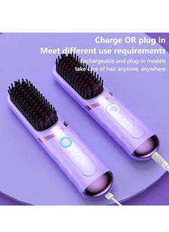 SUPREMIUM 2-in-1 Electric Hair Straightener Comb - Wireless Heating Brush with Negative Ion Technology, Rechargeable USB Mini Straightener for Travel, Fast Heating Hair Styling Tool  - Image 3