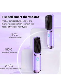 SUPREMIUM 2-in-1 Electric Hair Straightener Comb - Wireless Heating Brush with Negative Ion Technology, Rechargeable USB Mini Straightener for Travel, Fast Heating Hair Styling Tool  - Image 5