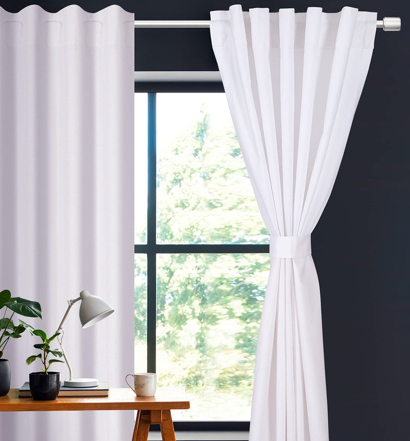 Light & Pro Lightnpro White Cotton Curtains 84 Inch Length  50x84 Tab Top Farmhouse Drapes for Living Room Bedroom or Dining Light Filtering Long Window Curtains Panels Set of 2
