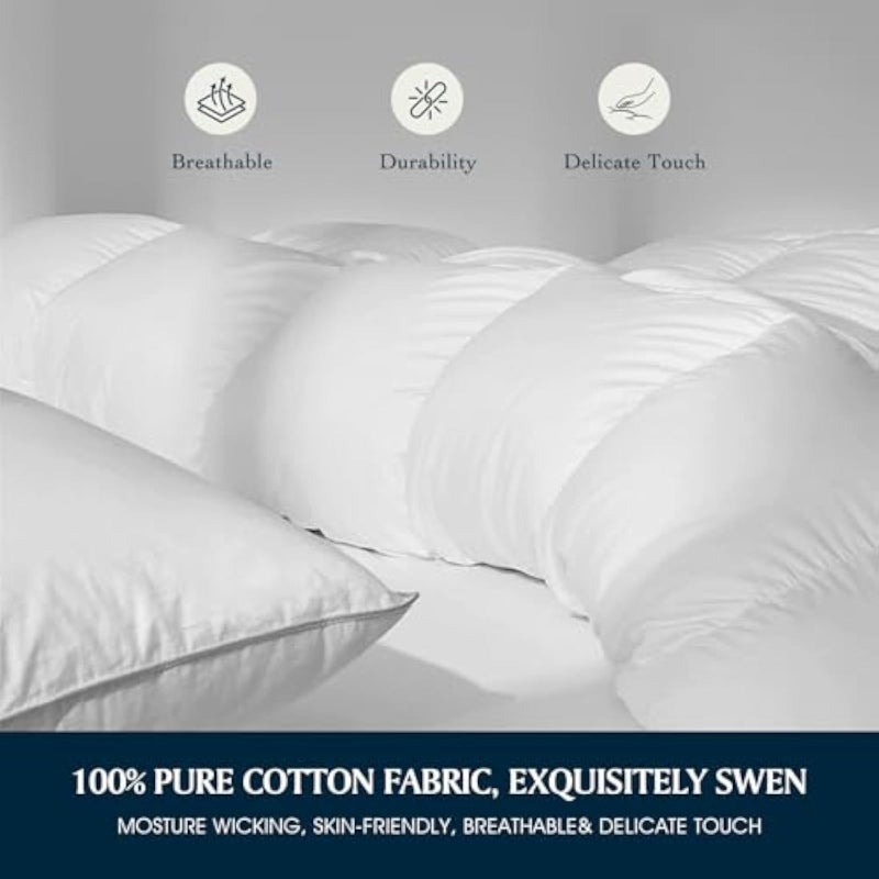 Featherbed with Duck Feather and Down Fill, 233 Thread Count, All-Season Warmth, Double/King Size from Serta - Image 5