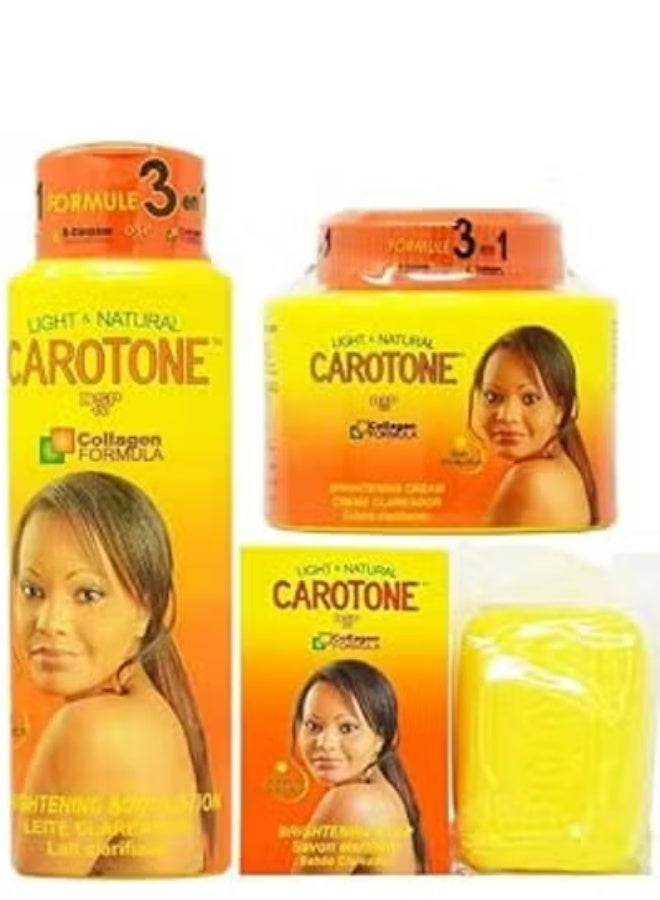 كاروتون أفضل مجموعة من 3 كريمات تفتيح البشرة بتركيبة الكولاجين من كاروتون 300 مل ولوشن للجسم 500 مل وصابون 190 جرام