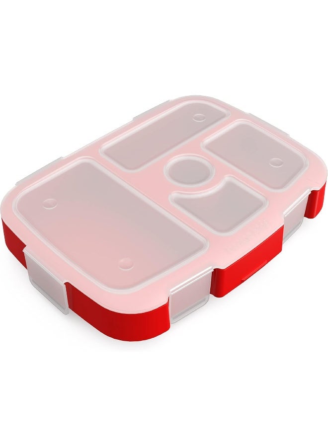BentgoÂ® Kids Prints Tray with Transparent Cover - Reusable, BPA-Free, 5-Compartment Meal Prep Container with Built-In Portion Control for Healthy Meals At Home & On the Go (Trucks) - Image 1