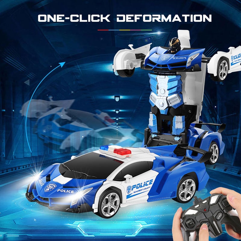 FIGROL Transform Car Robot Robot Deformation Car Model Toy for Children Transforming Robot Remote Control Car with One Button Transformation  Realistic Engine Sounds 360 Speed Drifting 118 Scale - Image 3