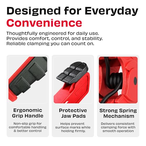 JPT Ultra Heavy Duty 6.5” Wood Spring Clamp – 150N Strong Grip with Bold Steel Spring | 2.5” Clamping Capacity | High-Strength ABS for Carpentry, DIY & Workshop Use - Image 2