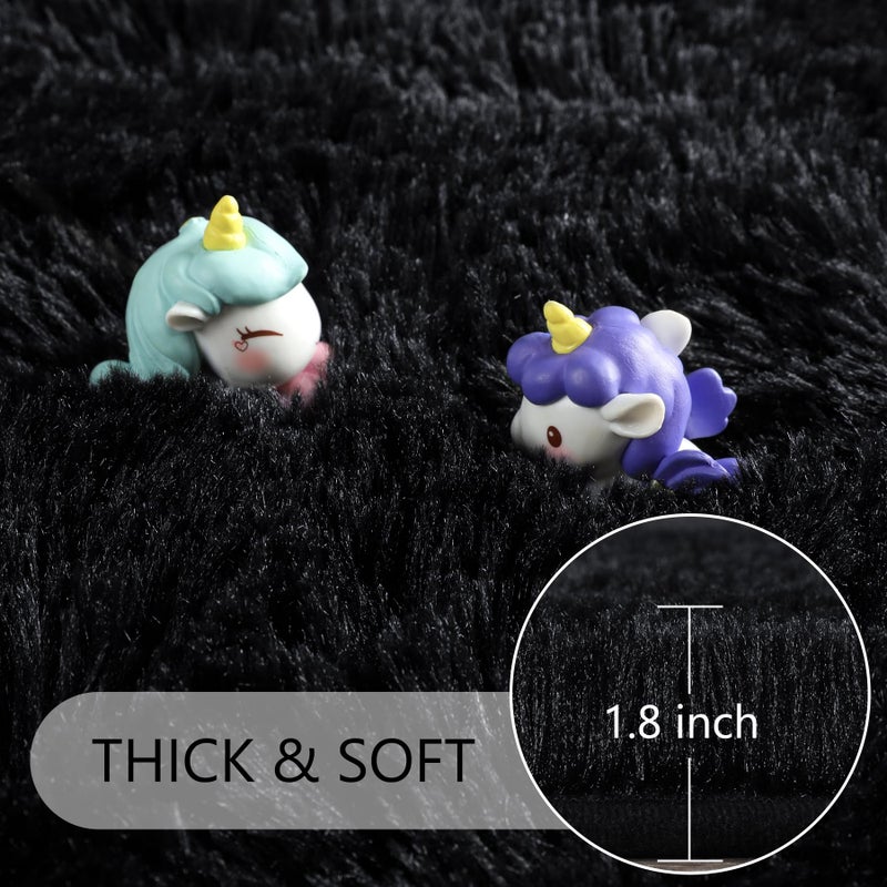 Noahas Black Area Rugs for Bedroom Living Room,4x6 Fluffy Thick Shag Throw Floor Carpet,Soft Shaggy Bedside Non-Slip Plush Dorm Nursery Kids Rug - Image 4