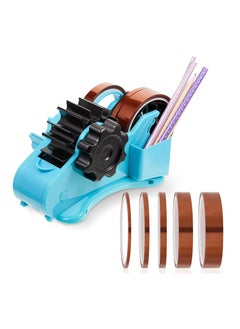 Multiple Roll Cut Heat Tape Dispenser, Resistant Sublimation Desk Dispenser with 5 Pieces High Temp Multi-Size Press for Industrial Use, Solder (Blue)