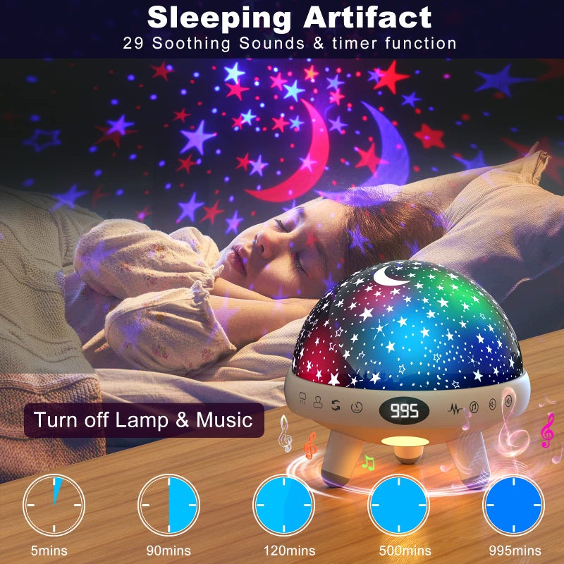 YACHANCE Kids Sound Machine with Night Light Projector,29 Soothing Sounds Baby Night Light Star Projector for Kids Room,White Noise Machine for Baby Sleeping Soother,Nursery Lamp,Kids Bedroom Decor - Image 3