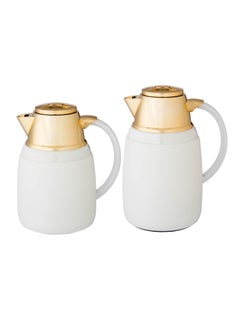 Dania 2 Pieces Thermos Set For Coffee And Tea  White And Golden 0.7 Liters + 1 Liter  - Image 1