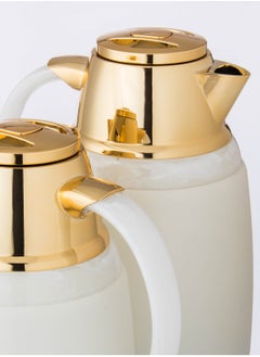 Dania 2 Pieces Thermos Set For Coffee And Tea  White And Golden 0.7 Liters + 1 Liter  - Image 2