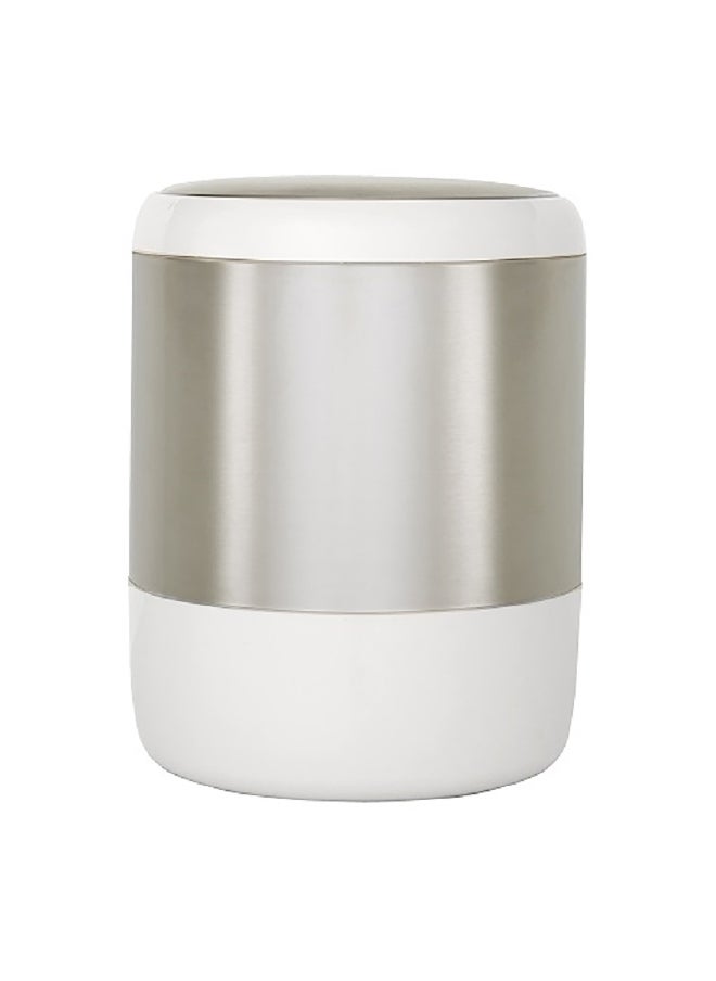 Primanova Lima Plastic Swing Lid Waste Bin White and Silver 6 L 
