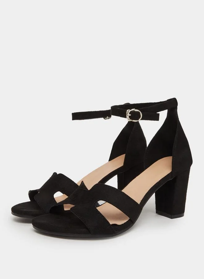 Take Two Black Ankle Strap High Heel Sandals