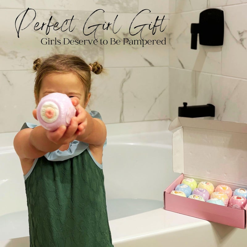 EvolutionUSA 12pc Bloom Bath Bombs with Toys, Adorable Girl Bath Bomb Set, Bubbly Kids Bathbombs, Fizzy Bath Ball, Kids Bath Bombs for Girls, Childrens Bath Bomb Set Easter, Birthday Gift - Image 3