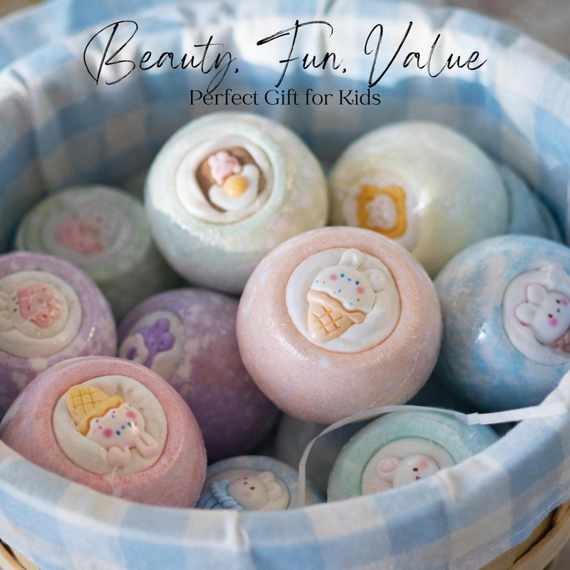 EvolutionUSA 12pc Bloom Bath Bombs with Toys, Adorable Girl Bath Bomb Set, Bubbly Kids Bathbombs, Fizzy Bath Ball, Kids Bath Bombs for Girls, Childrens Bath Bomb Set Easter, Birthday Gift - Image 2