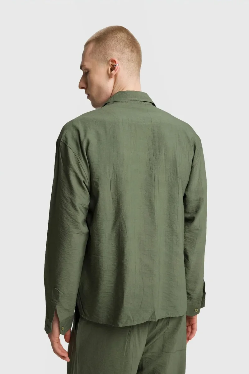 Giesto Khaki Green GIESTO Long Sleeve Button-Up Shirt with Pocket for Men | Best Price UAE