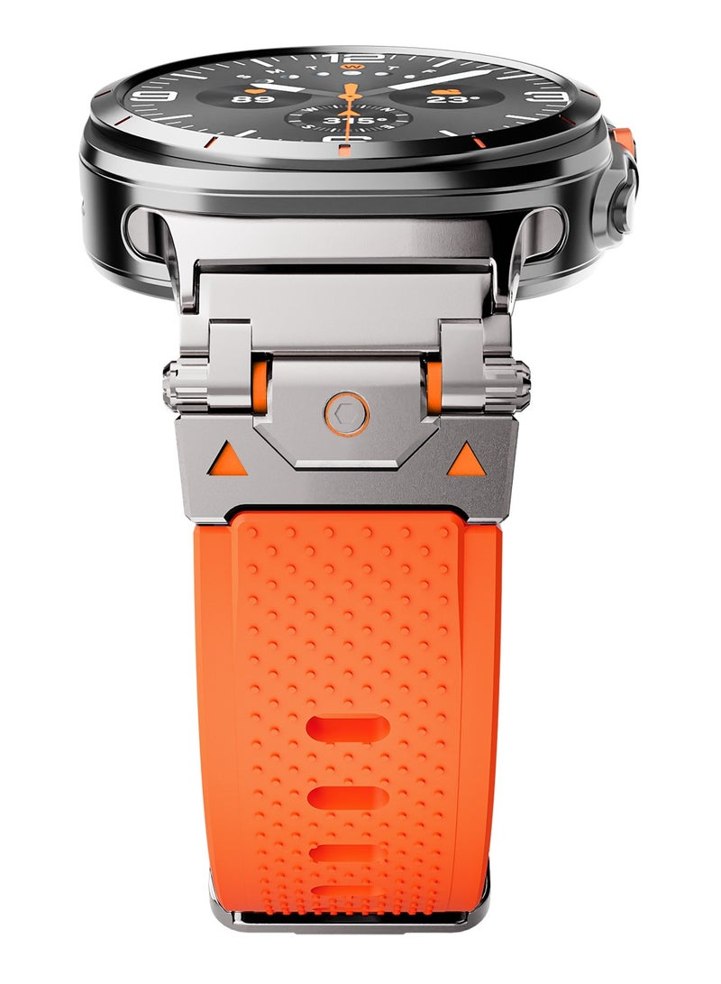 Rugged TPU Sport Band for Samsung Galaxy Watch Ultra 47mm LTE, Men and Women Durable Metal Connector Replacement Watch Strap for Samsung Watch Ultra, Titanium-Orange - Image 3