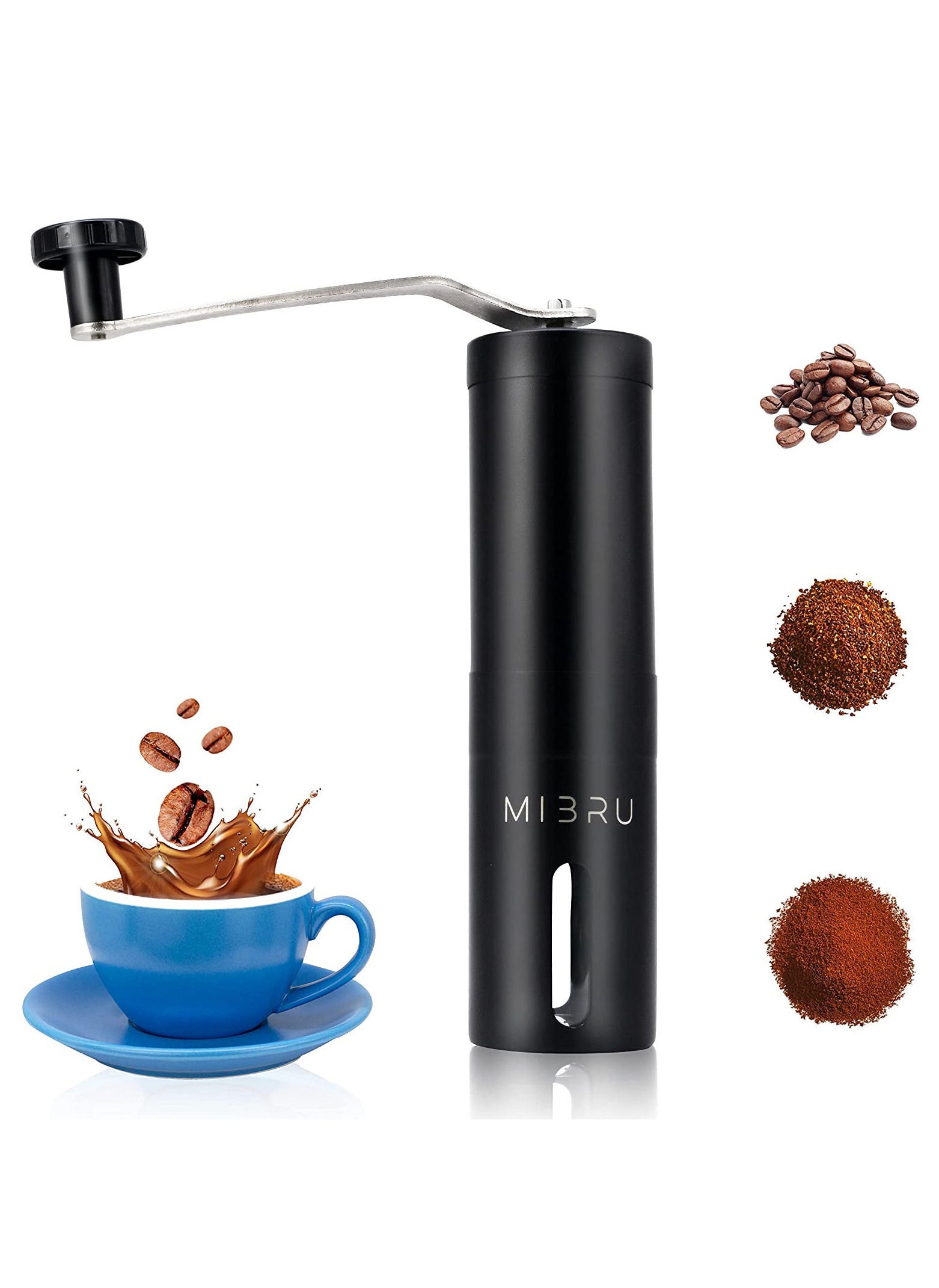 Manual Coffee Bean Grinder Standard Black Portable Coffee Grinder Mill and Coffee Grinder for Household Portable for Travel Convenient 