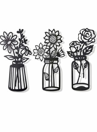 Metal Flowers, Wall Decor, Minimalism, Wall Art Decor, Wall Art, Black Flower Iron Decor, Metal Wall Sculpture, for Patio Balcony Bathroom Decor, Wall Art Bathroom Decor Set of 3 - pzsku/ZD4C02914689E8717EDFDZ/45/1742529983/1d61d3ff-944c-4ccf-9f5b-6a305a101d8c