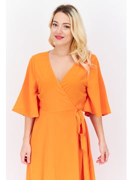 French Connection Women Plain Maxi Dress, Orange  - Image 3