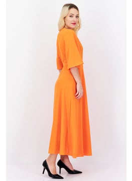 French Connection Women Plain Maxi Dress, Orange  - Image 4