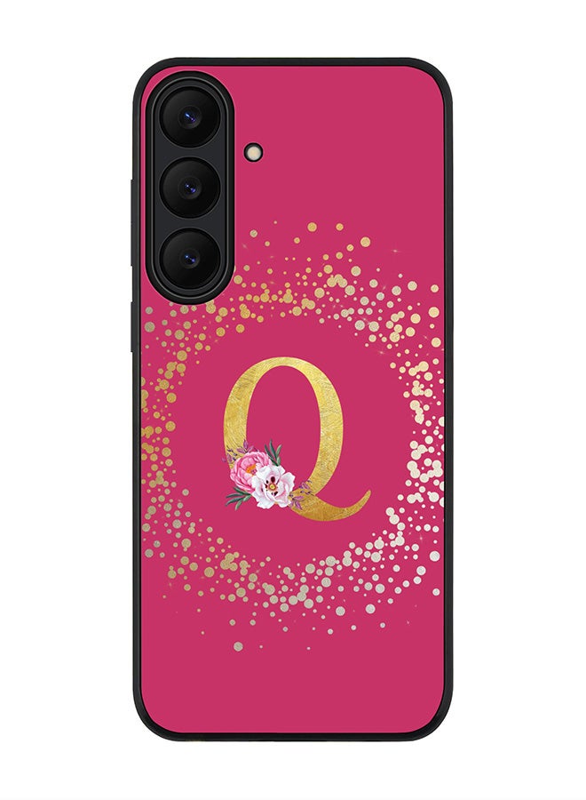 Stylizedd For Samsung Galaxy S25 FE Case,Slim fit Camera Protection, Shockproof Thin Phone cover  - Custom Monogram Floral - Q ( Deep Pink ) - Image 1