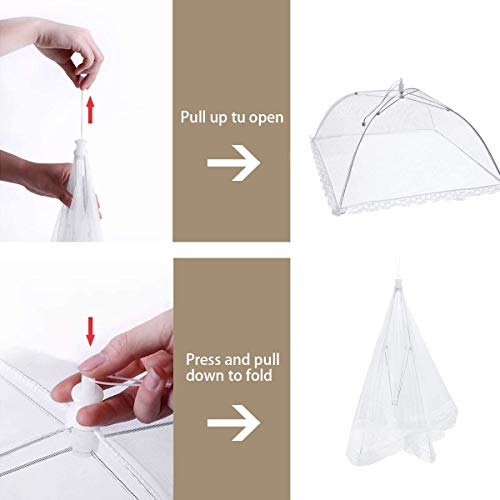 TOUGS 4 Pack Pop-Up Mesh Food Covers, 17 Inches Umbrella-Style Folding Mesh Food Cover Picnic Dome, Food Protector Tent Keep Out Flies, Bugs, Mosquitoes - Image 3