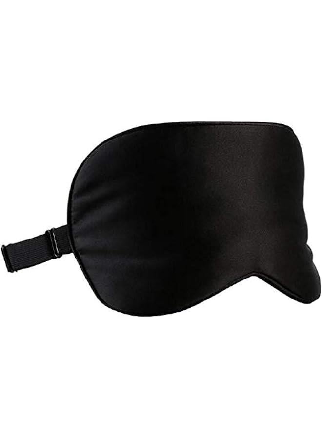 Silk Sleep Mask, Lightweight Material, Adjustable Bandage for Travel and He, Eye Mask with Elastic Band, Black - Image 1