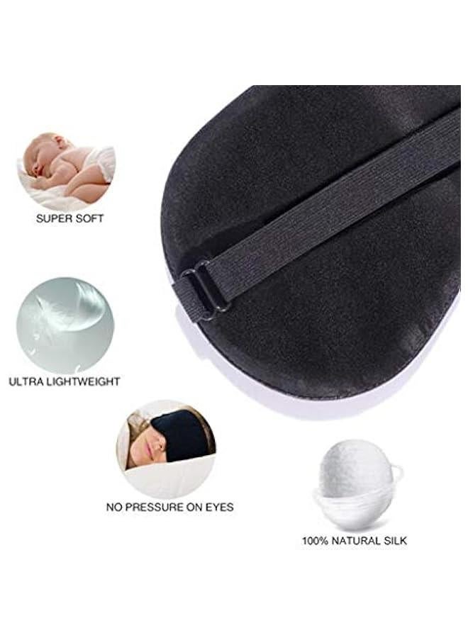 Silk Sleep Mask, Lightweight Material, Adjustable Bandage for Travel and He, Eye Mask with Elastic Band, Black - Image 3