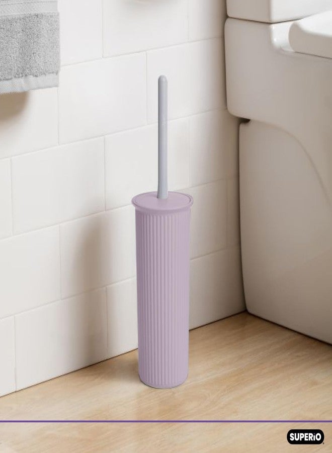 Superio Decorative Plastic Toilet Bowl Brush and Holder Set, Cleaner Scrubber for Bathroom (2, Lilac) - Image 4
